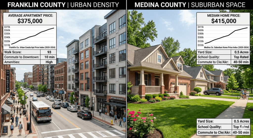 Franklin vs Medina County Complete Ohio Comparison